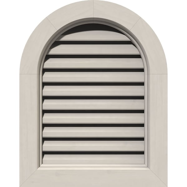 Ekena Millwork Round Top Gable Vent, Functional, Western Red Cedar Gable Vent w/Brick Mould Face Frame, 14"W x 20"H - GVWRT14X2000SFPWR
