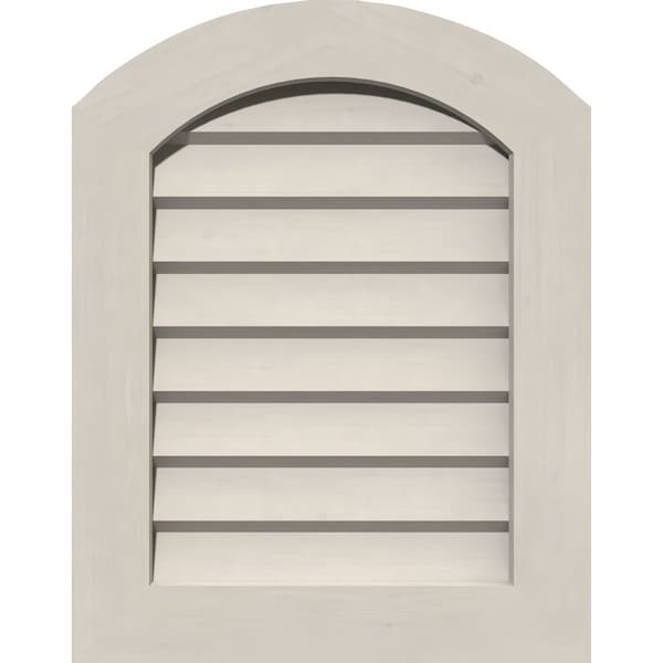 Ekena Millwork Arch Top Gable Vent Primed, Non-Functional, Pine Gable Vent w/ Decorative Face Frame, 16"W x 34"H - GVWAR16X3402SDPPI