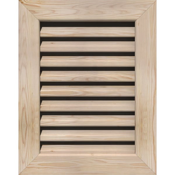 Ekena Millwork Vertical Gable Vent Unfinished, Functional, Pine Gable Vent w/ 1" x 4" Flat Trim Frame, 34"W x 22"H - GVWVE34X2201SFUPI