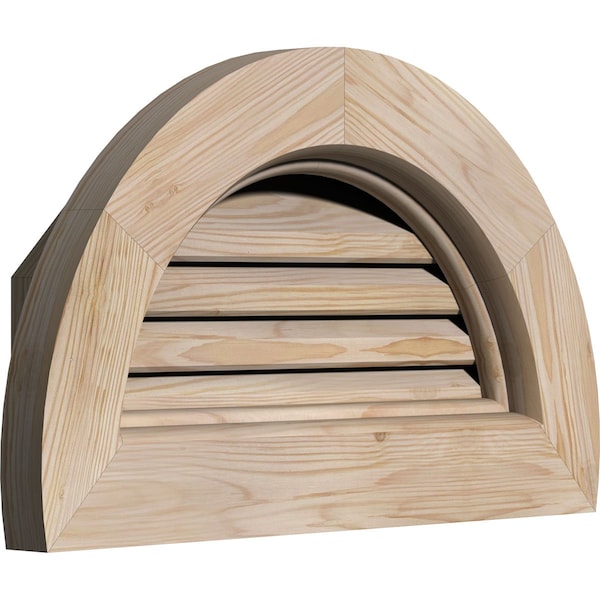 Ekena Millwork Half Round Gable Vent Primed, Functional, Pine Gable Vent w/ Brick Mould Face Frame, 34"W x 17"H - GVWHR34X1700SFPPI