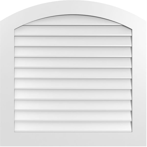Ekena Millwork Arch Top Surface Mount PVC Gable Vent: Functional, w/ 3-1/2"W x 1"P Standard Frame, 36"W x 36"H - GVPAR36X3601SF
