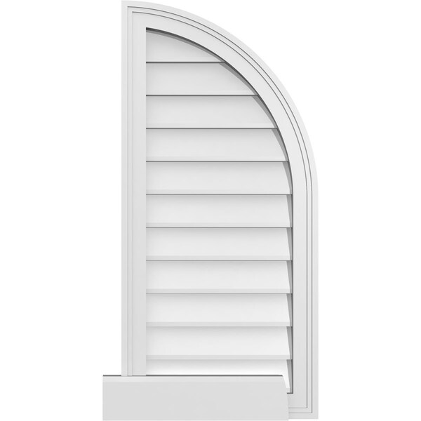 Ekena Millwork Quarter Round Top Right Surface Mount PVC Gable Vent w/ 2"W x 2"P Brickmould Sill Frame, 16"W x 34"H - GVPQR16X3403SN