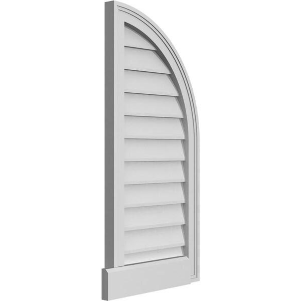 Ekena Millwork Quarter Round Top Right Surface Mount PVC Gable Vent w/ 2"W x 2"P Brickmould Sill Frame, 16"W x 34"H - GVPQR16X3403SN