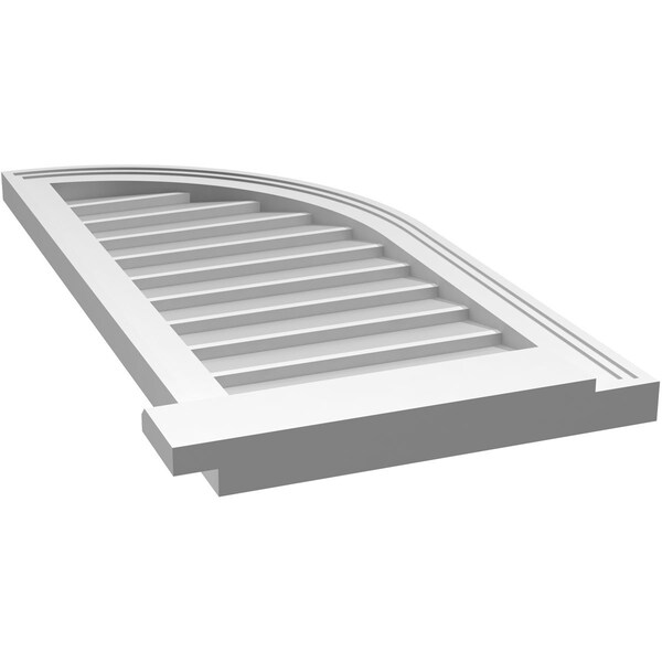 Ekena Millwork Quarter Round Top Right Surface Mount PVC Gable Vent w/ 2"W x 2"P Brickmould Sill Frame, 16"W x 34"H - GVPQR16X3403SN