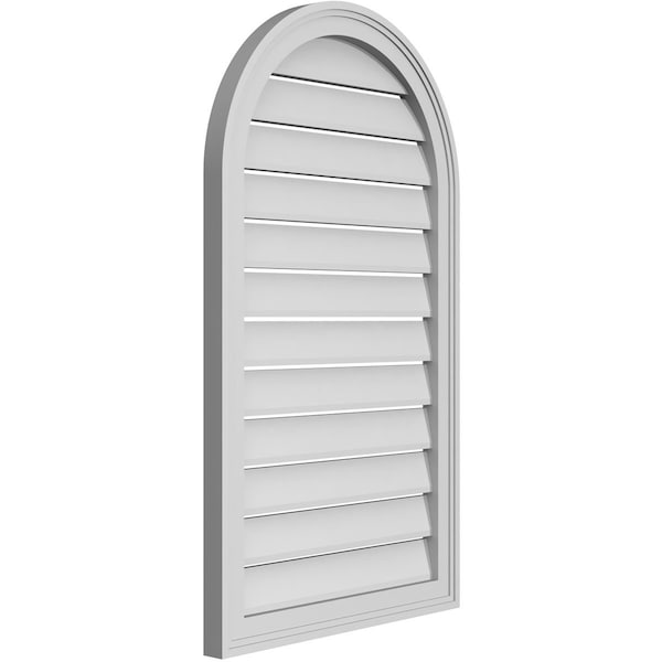 Ekena Millwork Round Top Surface Mount PVC Gable Vent: Functional, w/ 2"W x 1-1/2"P Brickmould Frame, 22"W x 38"H - GVPRT22X3802SF