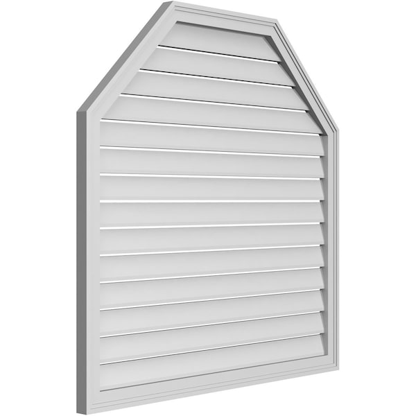 Ekena Millwork Octagonal Top Surface Mount PVC Gable Vent w/ 2"W x 1-1/2"P Brickmould Frame, 42"W x 42"H - GVPOT42X4202SF