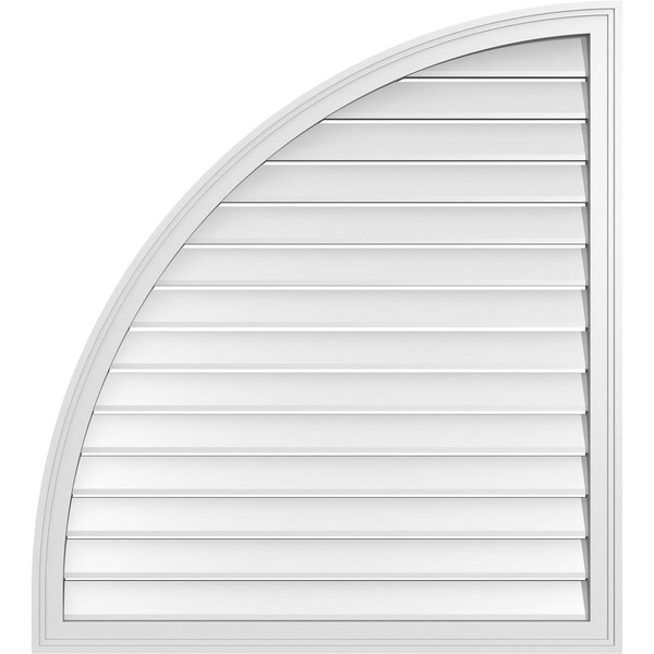 Ekena Millwork Quarter Round Top Left Surface Mount PVC Gable Vent w/ 2"W x 1-1/2"P Brickmould Frame, 38"W x 42"H - GVPQL38X4202SF