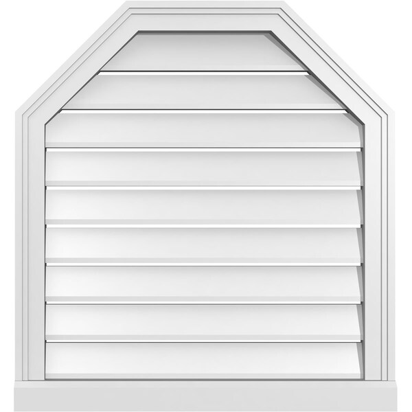 Ekena Millwork Octagonal Top Surface Mount PVC Gable Vent w/ 2"W x 2"P Brickmould Sill Frame, 26"W x 28"H - GVPOT26X2803SF