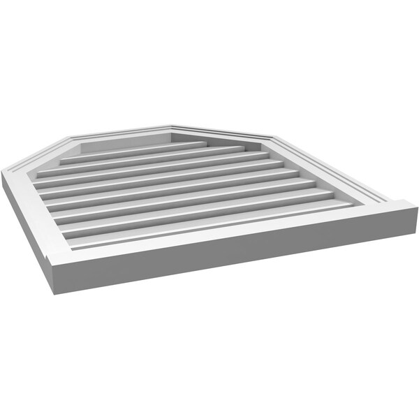 Ekena Millwork Octagonal Top Surface Mount PVC Gable Vent w/ 2"W x 2"P Brickmould Sill Frame, 26"W x 28"H - GVPOT26X2803SF