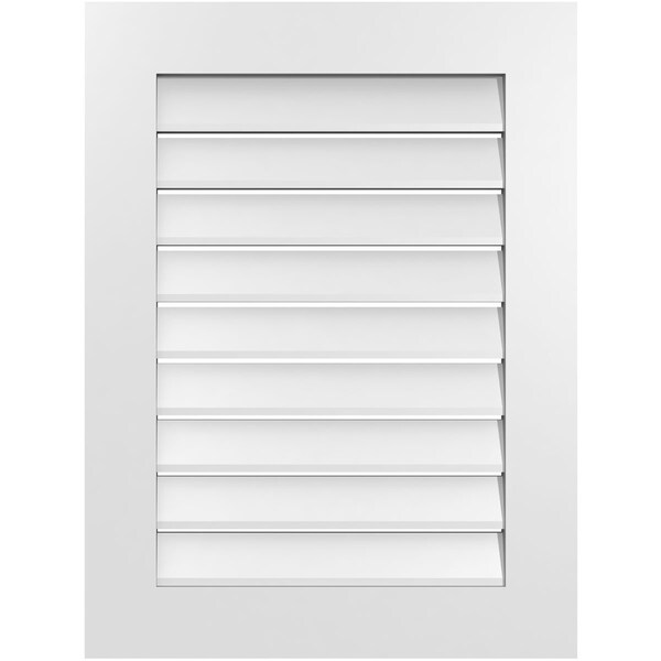Ekena Millwork Vertical Surface Mount PVC Gable Vent: Functional, w/ 3-1/2"W x 1"P Standard Frame, 24"W x 32"H - GVPVE24X3201SF