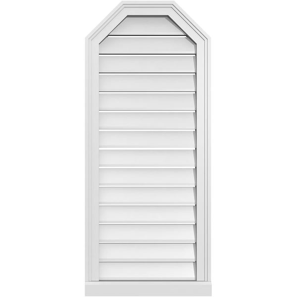 Ekena Millwork Octagonal Top Surface Mount PVC Gable Vent w/ 2"W x 2"P Brickmould Sill Frame, 18"W x 42"H - GVPOT18X4203SF