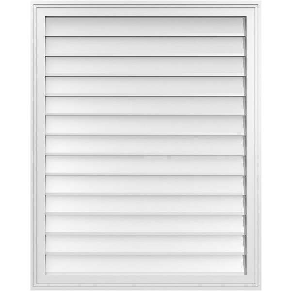 Ekena Millwork Vertical Surface Mount PVC Gable Vnt: Non-Functional, w/2"W x 1-1/2"H, Brickmould Frame, 32"W x 40"H - GVPVE32X4002SN