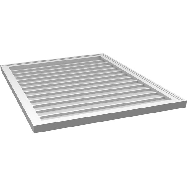 Ekena Millwork Vertical Surface Mount PVC Gable Vnt: Non-Functional, w/2"W x 1-1/2"H, Brickmould Frame, 32"W x 40"H - GVPVE32X4002SN