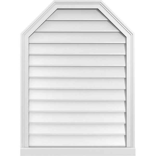 Ekena Millwork Octagonal Top Surface Mount PVC Gable Vent w/ 2"W x 2"P Brickmould Sill Frame, 28"W x 38"H - GVPOT28X3803SN