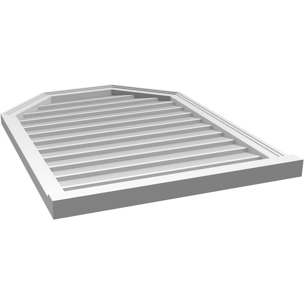 Ekena Millwork Octagonal Top Surface Mount PVC Gable Vent w/ 2"W x 2"P Brickmould Sill Frame, 28"W x 38"H - GVPOT28X3803SN