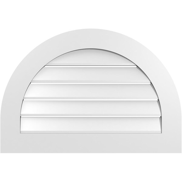 Ekena Millwork Round Top Surface Mount PVC Gable Vent: Functional, w/ 3-1/2"W x 1"P Standard Frame, 32"W x 22"H - GVPRT32X2201SF