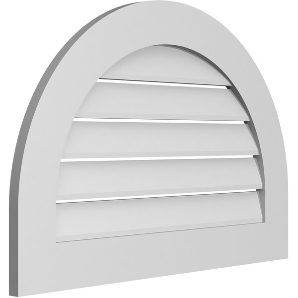 Ekena Millwork Round Top Surface Mount PVC Gable Vent: Functional, w/ 3-1/2"W x 1"P Standard Frame, 32"W x 22"H - GVPRT32X2201SF