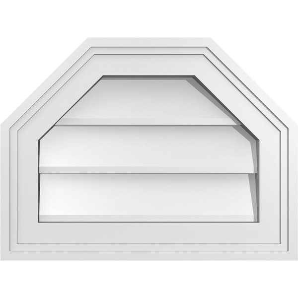 Ekena Millwork Octagonal Top Surface Mount PVC Gable Vent w/ 2"W x 1-1/2"P Brickmould Frame, 16"W x 12"H - GVPOT16X1202SN
