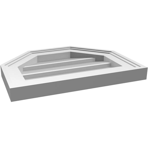 Ekena Millwork Octagonal Top Surface Mount PVC Gable Vent w/ 2"W x 1-1/2"P Brickmould Frame, 16"W x 12"H - GVPOT16X1202SN