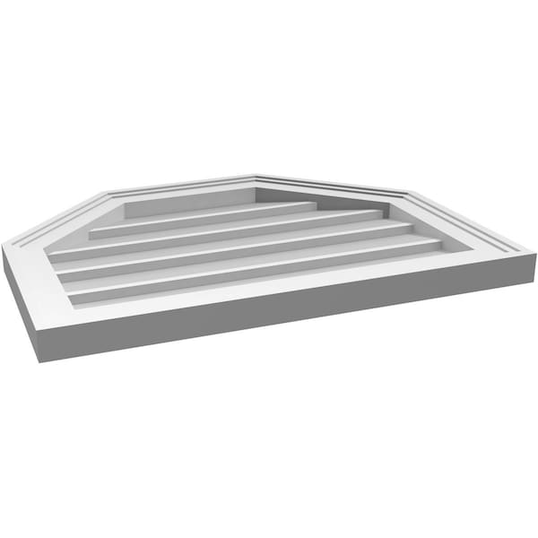 Ekena Millwork Octagonal Top Surface Mount PVC Gable Vent w/ 2"W x 1-1/2"P Brickmould Frame, 24"W x 18"H - GVPOT24X1802SN