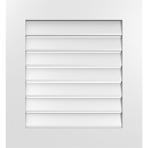 Ekena Millwork Vertical Surface Mount PVC Gable Vent: Functional, w/ 3-1/2"W x 1"P Standard Frame, 24"W x 26"H - GVPVE24X2601SF