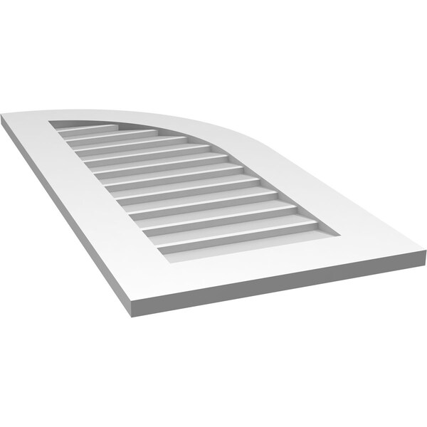 Ekena Millwork Quarter Round Top Right Surface Mount PVC Gable Vent w/ 3-1/2"W x 1"P Standard Frame, 18"W x 38"H - GVPQR18X3801SN