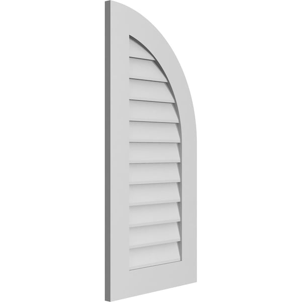 Ekena Millwork Quarter Round Top Right Surface Mount PVC Gable Vent w/ 3-1/2"W x 1"P Standard Frame, 18"W x 38"H - GVPQR18X3801SN