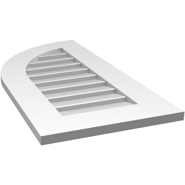 Ekena Millwork Quarter Round Top Left Surface Mount PVC Gable Vent w/ 3-1/2"W x 1"P Standard Frame, 16"W x 32"H - GVPQL16X3201SN