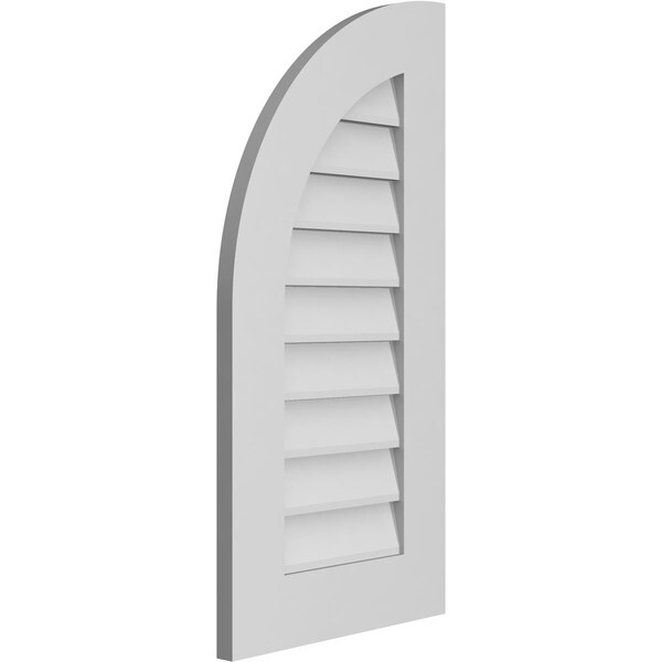 Ekena Millwork Quarter Round Top Left Surface Mount PVC Gable Vent w/ 3-1/2"W x 1"P Standard Frame, 16"W x 32"H - GVPQL16X3201SN