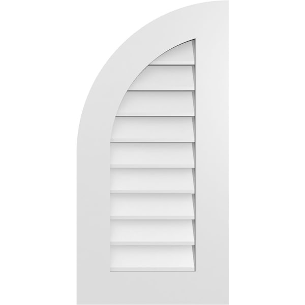 Ekena Millwork Quarter Round Top Left Surface Mount PVC Gable Vent w/ 3-1/2"W x 1"P Standard Frame, 16"W x 32"H - GVPQL16X3201SN