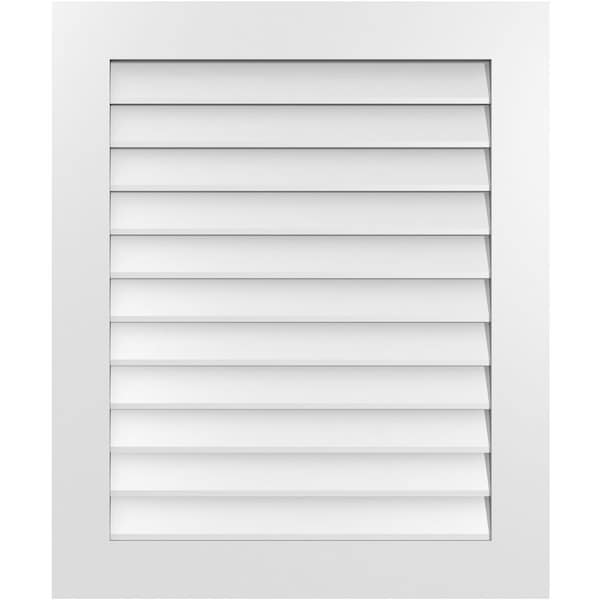 Ekena Millwork Vertical Surface Mount PVC Gable Vent: Non-Functional, w/3-1/2"W x 1"H, Standard Frame, 30"W x 36"H - GVPVE30X3601SN