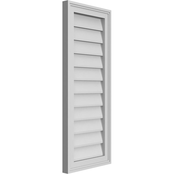 Ekena Millwork Vertical Surface Mount PVC Gable Vnt: Non-Functional, w/2"W x 1-1/2"H, Brickmould Frame, 14"W x 34"H - GVPVE14X3402SN