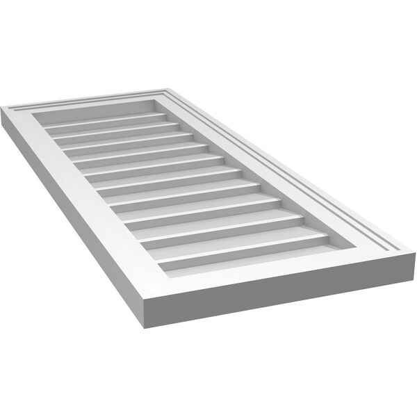 Ekena Millwork Vertical Surface Mount PVC Gable Vnt: Non-Functional, w/2"W x 1-1/2"H, Brickmould Frame, 14"W x 34"H - GVPVE14X3402SN