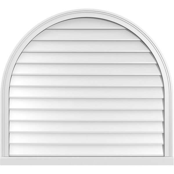 Ekena Millwork Round Top Surface Mount PVC Gable Vent w/ 2"W x 2"P Brickmould Sill Frame, 42"W x 38"H - GVPRT42X3803SN
