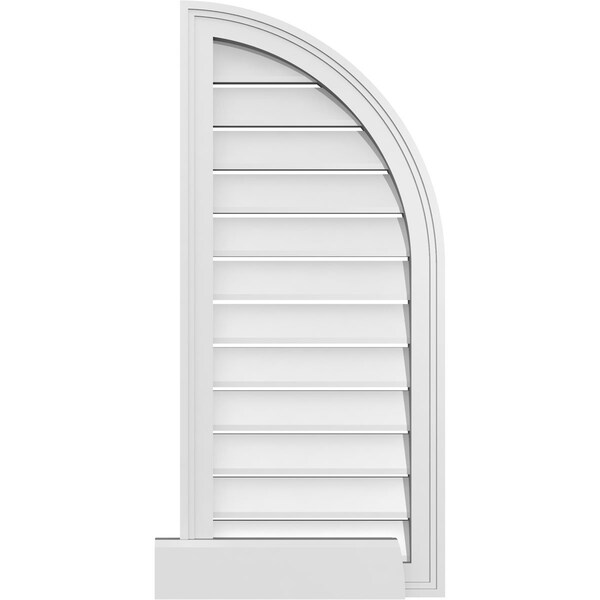 Ekena Millwork Quarter Round Top Right Surface Mount PVC Gable Vent w/ 2"W x 2"P Brickmould Sill Frame, 16"W x 36"H - GVPQR16X3603SF