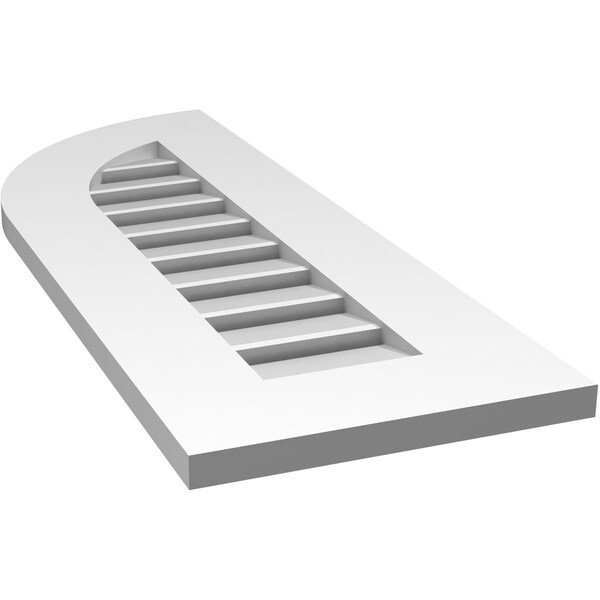 Ekena Millwork Quarter Round Top Left Surface Mount PVC Gable Vent w/ 3-1/2"W x 1"P Standard Frame, 12"W x 32"H - GVPQL12X3201SF