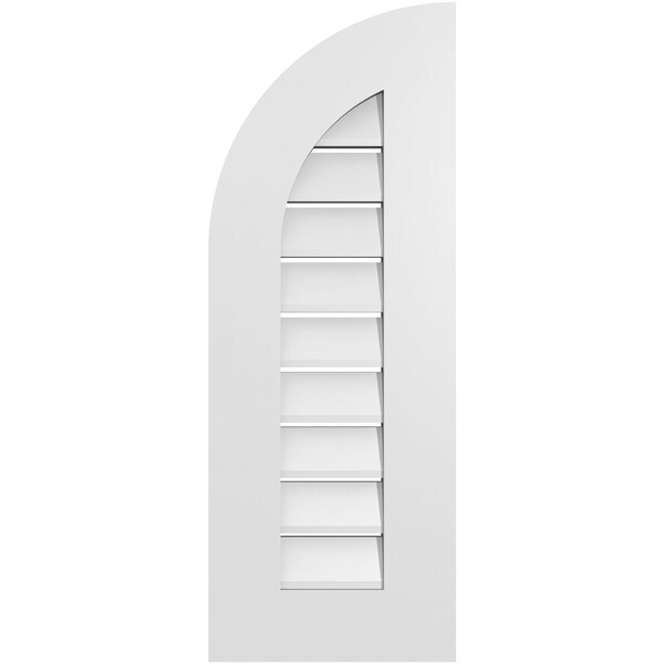 Ekena Millwork Quarter Round Top Left Surface Mount PVC Gable Vent w/ 3-1/2"W x 1"P Standard Frame, 12"W x 32"H - GVPQL12X3201SF
