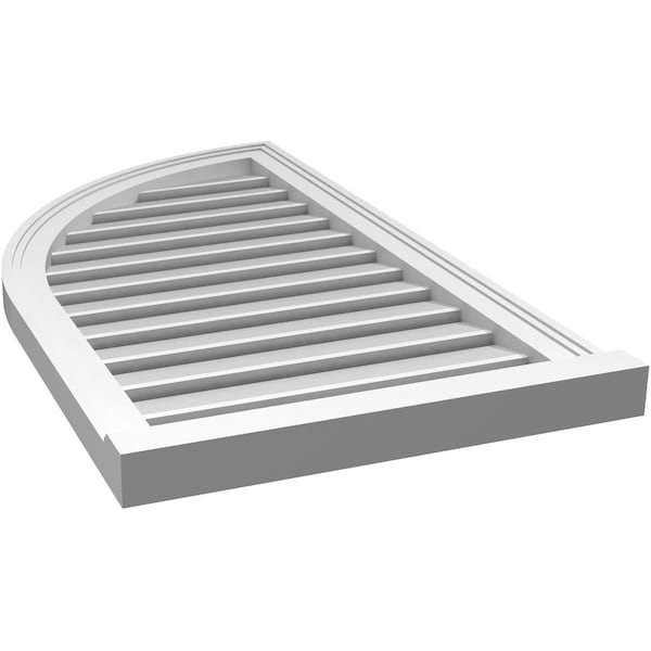 Ekena Millwork Quarter Round Top Left Surface Mount PVC Gable Vent w/ 2"W x 2"P Brickmould Sill Frame, 20"W x 36"H - GVPQL20X3603SF