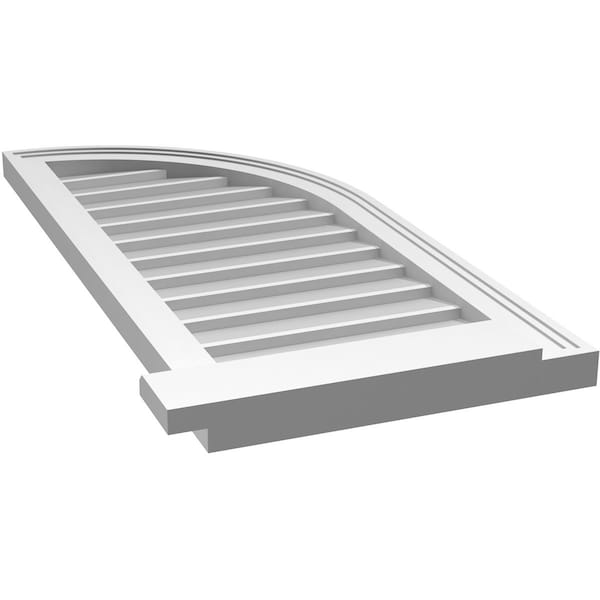 Ekena Millwork Quarter Round Top Right Surface Mount PVC Gable Vent w/ 2"W x 2"P Brickmould Sill Frame, 16"W x 36"H - GVPQR16X3603SN