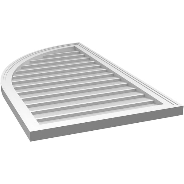 Ekena Millwork Quarter Round Top Left Surface Mount PVC Gable Vent w/ 2"W x 1-1/2"P Brickmould Frame, 24"W x 40"H - GVPQL24X4002SN