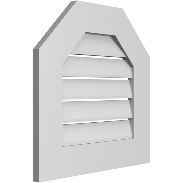 Ekena Millwork Octagonal Top Surface Mount PVC Gable Vent: Functional, w/ 3-1/2"W x 1"P Standard Frame, 20"W x 20"H - GVPOT20X2001SF