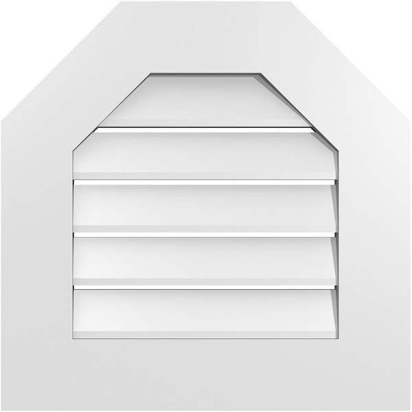 Ekena Millwork Octagonal Top Surface Mount PVC Gable Vent: Functional, w/ 3-1/2"W x 1"P Standard Frame, 20"W x 20"H - GVPOT20X2001SF