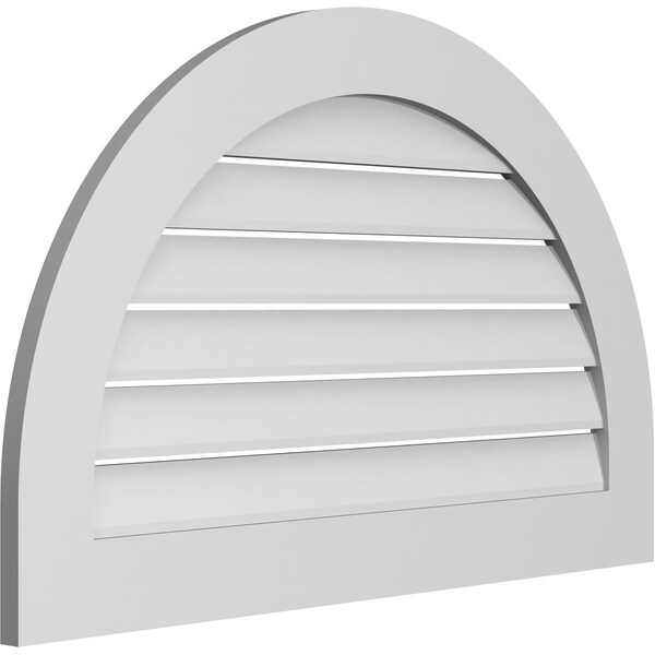 Ekena Millwork Round Top Surface Mount PVC Gable Vent: Functional, w/ 3-1/2"W x 1"P Standard Frame, 38"W x 24"H - GVPRT38X2401SF