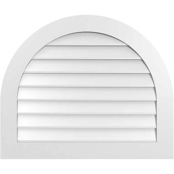 Ekena Millwork Round Top Surface Mount PVC Gable Vent: Non-Functional, w/ 3-1/2"W x 1"P Standard Frame, 36"W x 30"H - GVPRT36X3001SN