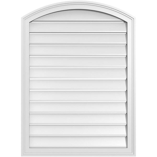 Ekena Millwork Arch Top Surface Mount PVC Gable Vent: Non-Functional, w/2"W x 1-1/2"P Brickmould Frame, 28"W x 36"H - GVPAR28X3602SN