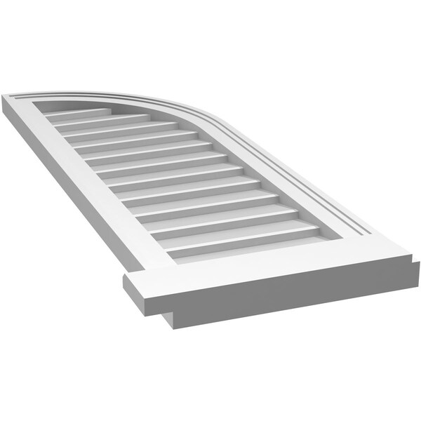 Ekena Millwork Quarter Round Top Right Surface Mount PVC Gable Vent w/ 2"W x 2"P Brickmould Sill Frame, 14"W x 40"H - GVPQR14X4003SN