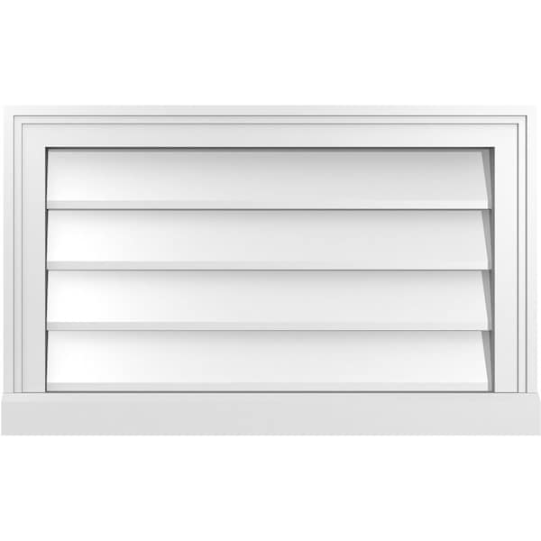 Ekena Millwork Vertical Surface Mount PVC Gable Vent w/ 2"W x 2"H , Brickmould Sill Frame, 26"W x 16"H - GVPVE26X1603SN