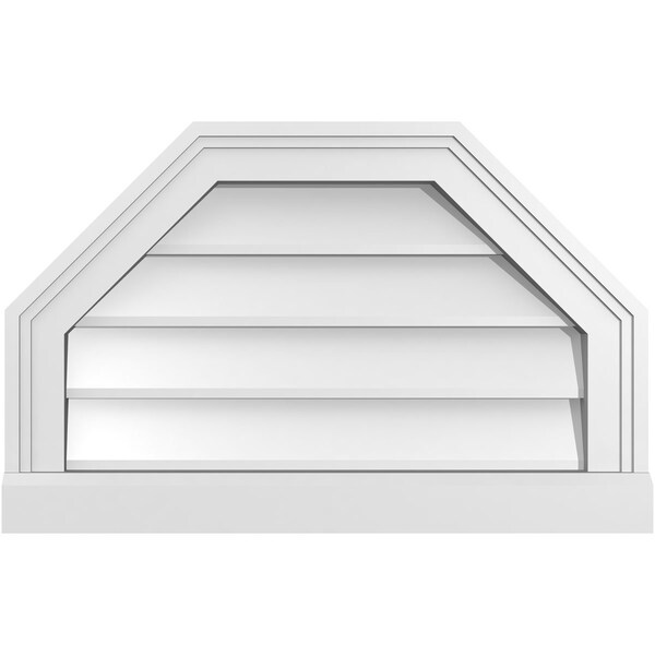 Ekena Millwork Octagonal Top Surface Mount PVC Gable Vent w/ 2"W x 2"P Brickmould Sill Frame, 22"W x 14"H - GVPOT22X1403SN