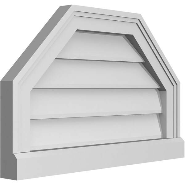 Ekena Millwork Octagonal Top Surface Mount PVC Gable Vent w/ 2"W x 2"P Brickmould Sill Frame, 22"W x 14"H - GVPOT22X1403SN