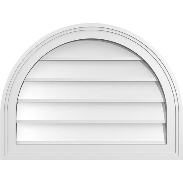 Ekena Millwork Round Top Surface Mount PVC Gable Vent w/ 2"W x 1-1/2"P Brickmould Frame, 24"W x 18"H - GVPRT24X1802SN